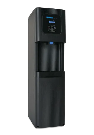 Cleartide C120i Freestanding - a dual-purpose hydration solution delivering pure water and nugget ice in a compact, expertly designed package.