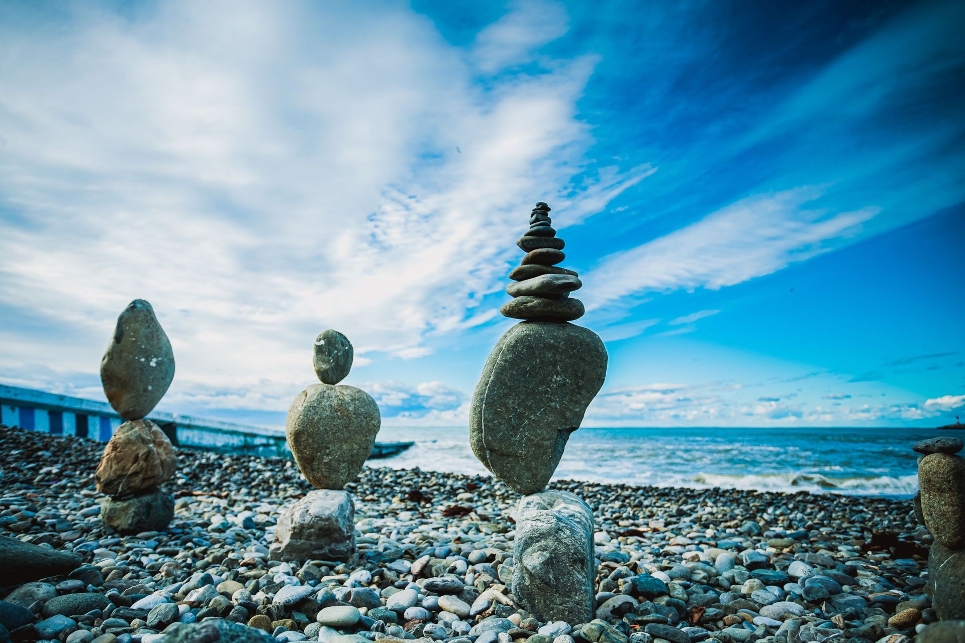 Picture of rocks symbolizing balance in mood. Cleartide Hydrations Systems provide Boston with Premium Hydration Services.