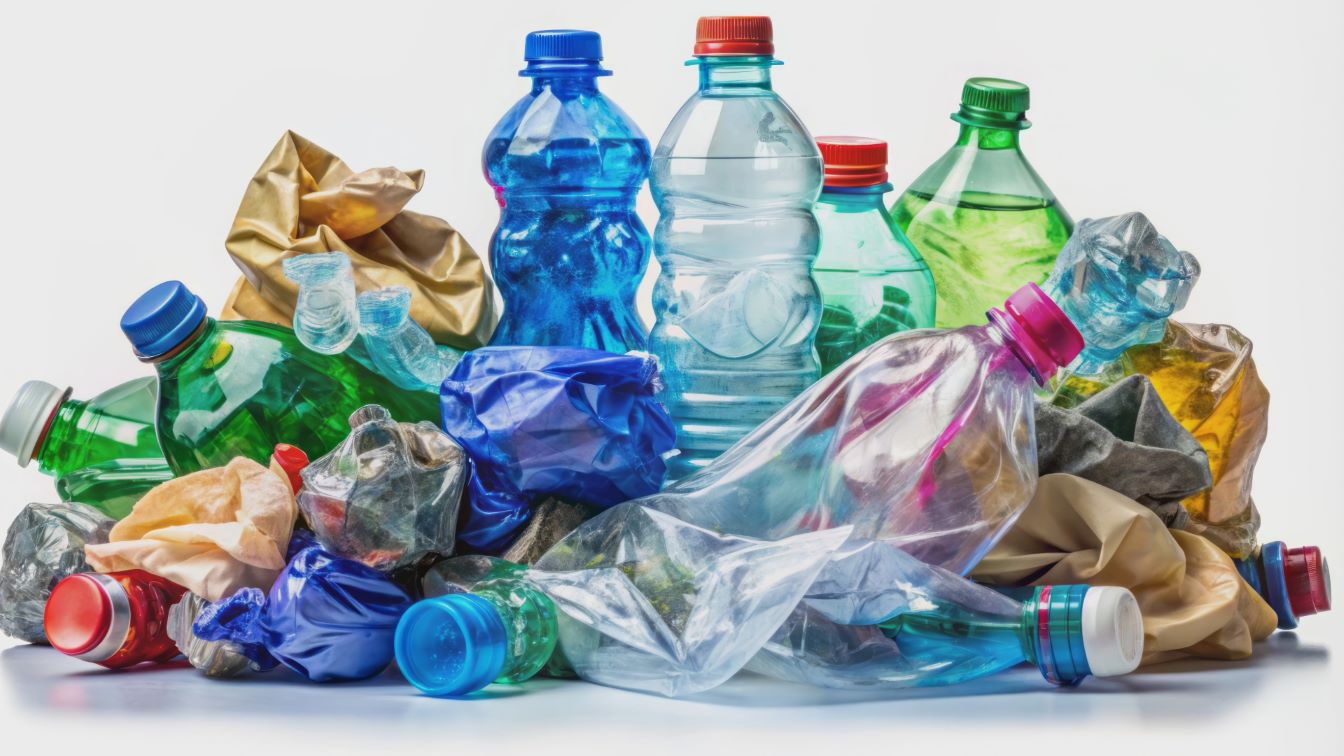 Collection of discarded plastic bottles showing the environmental impact of plastic waste, emphasizing the need for sustainable solutions by CLEARTIDE Hydration Systems.