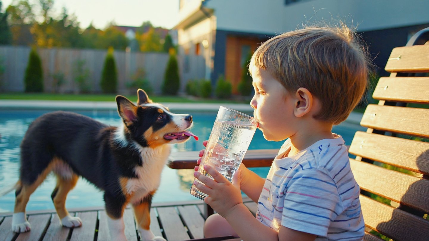 Image of a child with a puppy for the section, are plastic bottles safe for drinking water. Image of a child with a puppy for the section, are plastic bottles safe for drinking water.